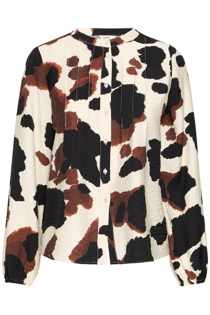 B.Young ByIhamma Birch Cow Print Blouse