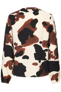 B.Young ByIhamma Birch Cow Print Blouse