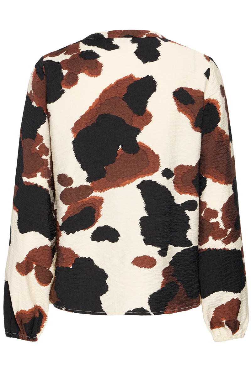 B.Young ByIhamma Birch Cow Print Blouse