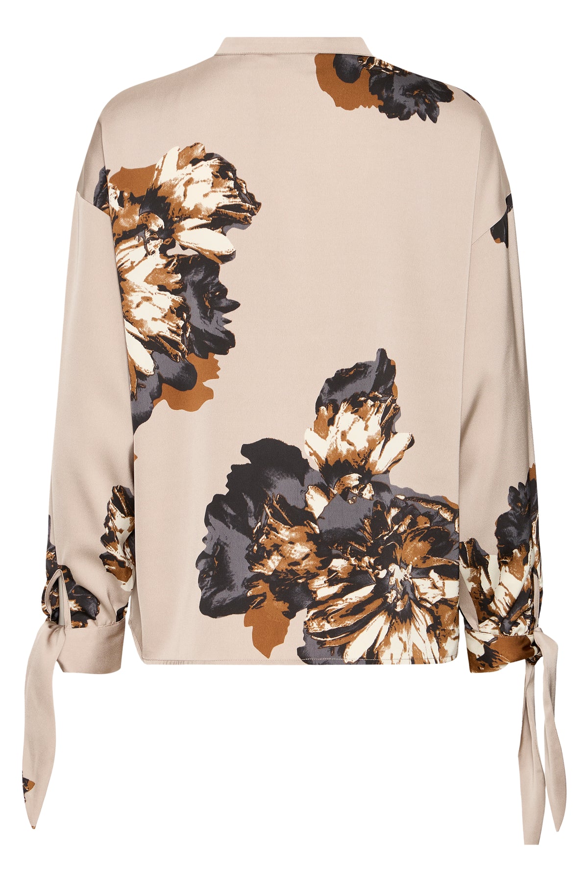 B.Young ByJannike String Beige Floral Bow Tie Cuff Blouse, 20818132