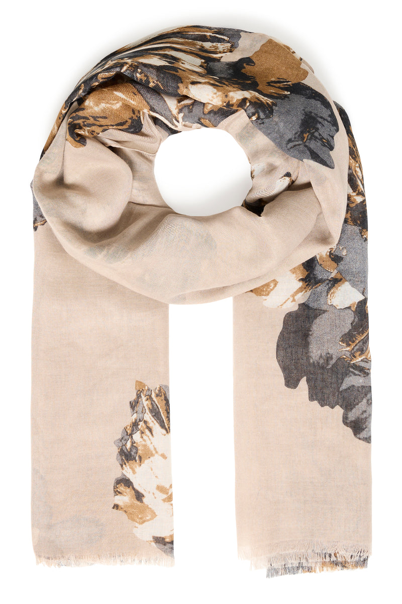 B.Young ByWallam String Beige Floral Print Scarf