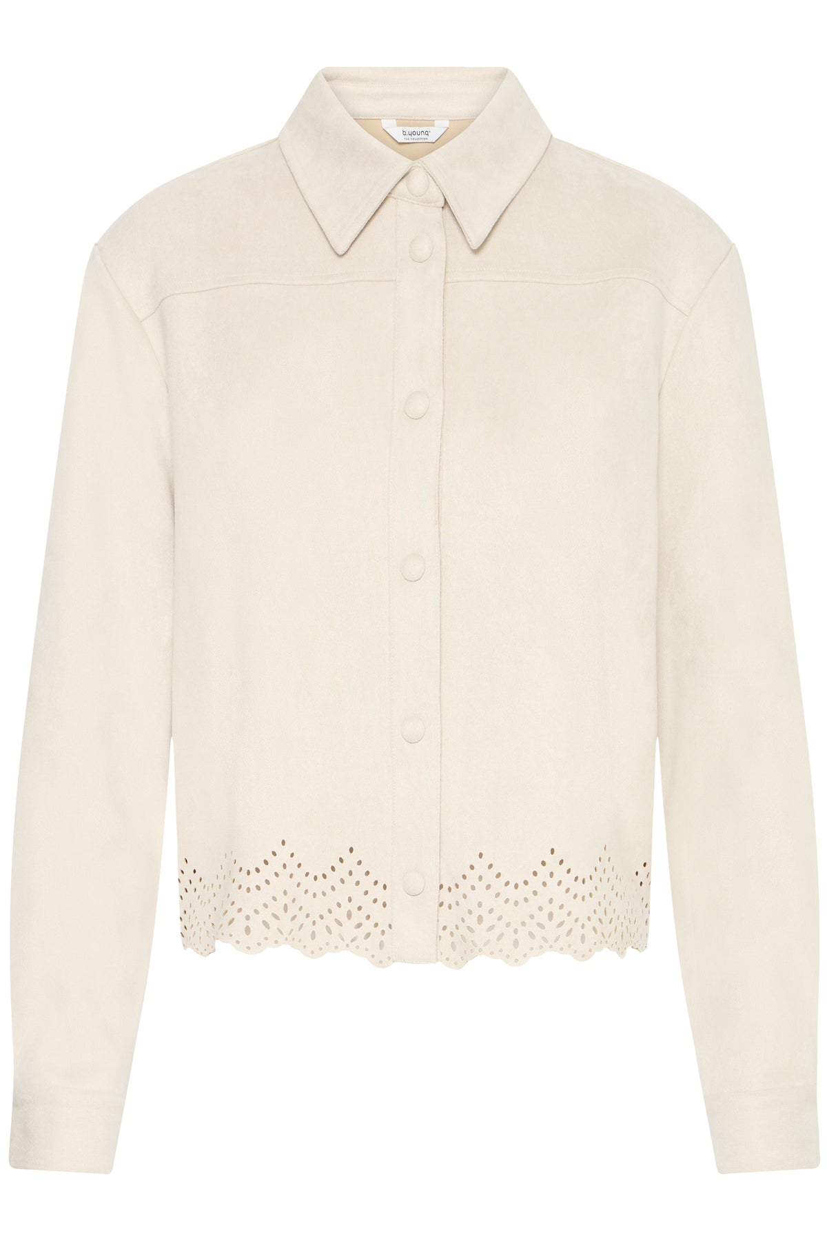 B.Young ByTomira Beige Laser Cut Shirt Jacket