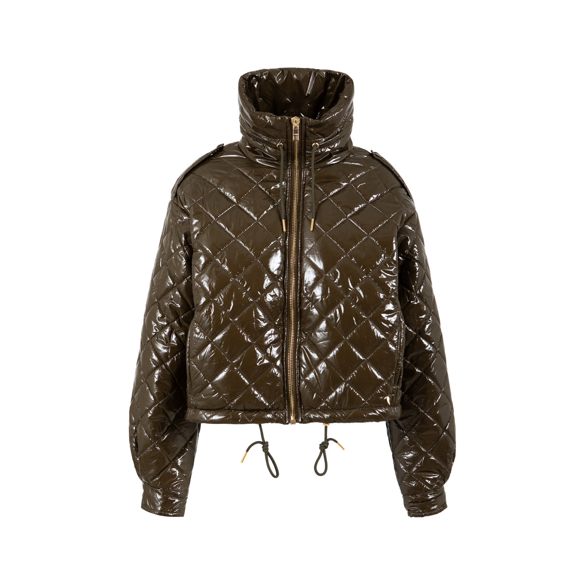Coster Copenhagen Khaki Brown Quilted Cropped Oversized Jacket