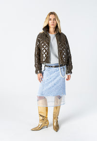 Coster Copenhagen Khaki Brown Quilted Cropped Oversized Jacket