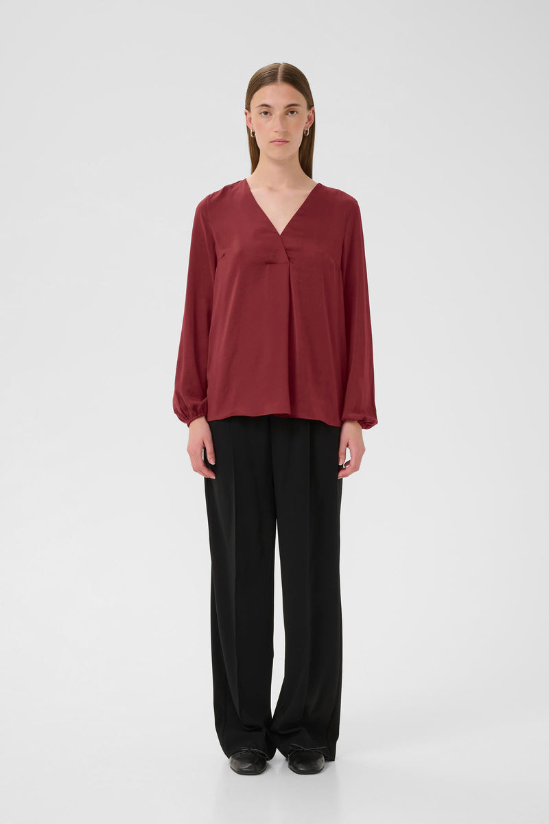 InWear Rinda Cabernet V-Neck Long Sleeve Top