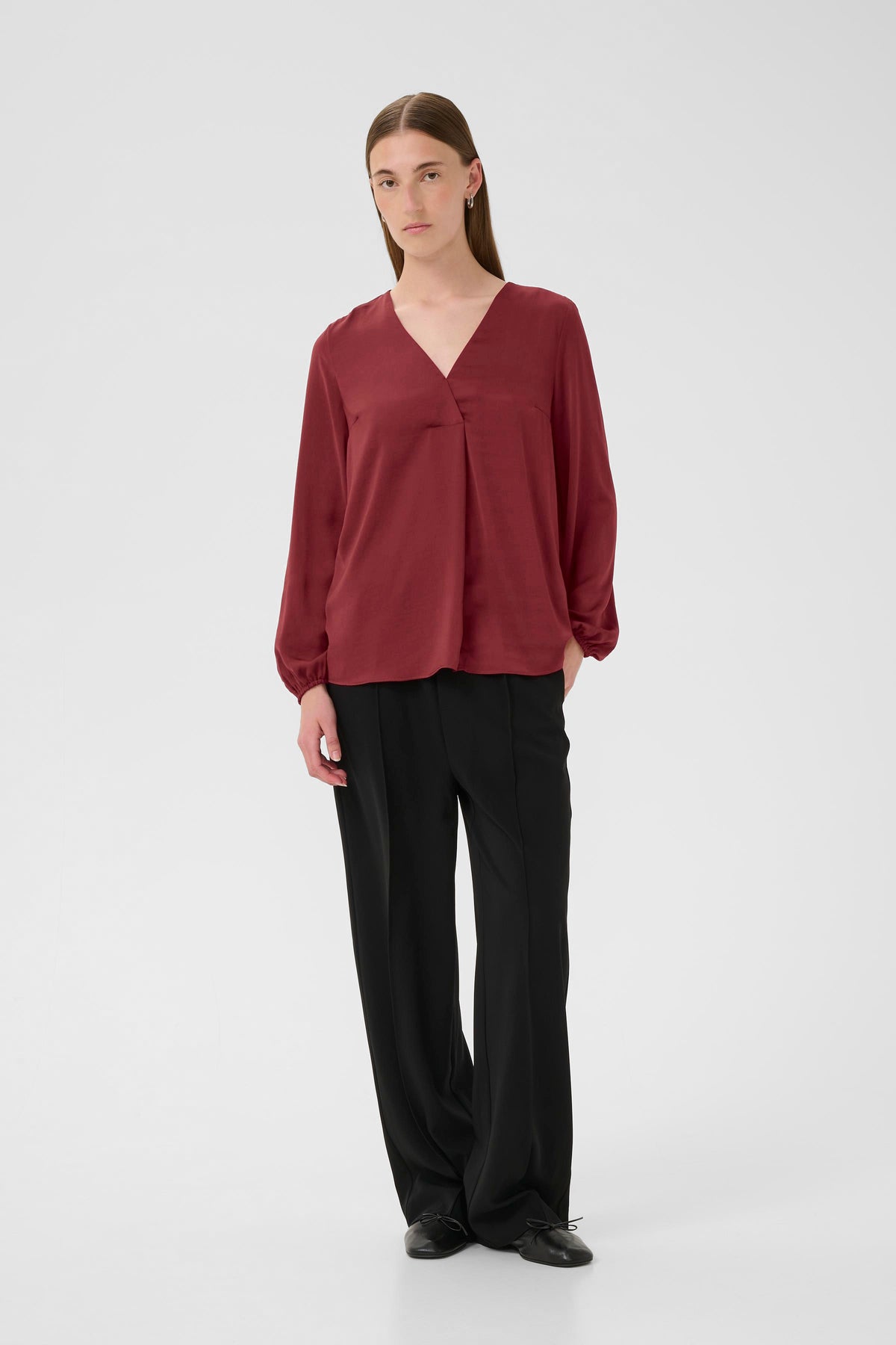 InWear Rinda Cabernet V-Neck Long Sleeve Top