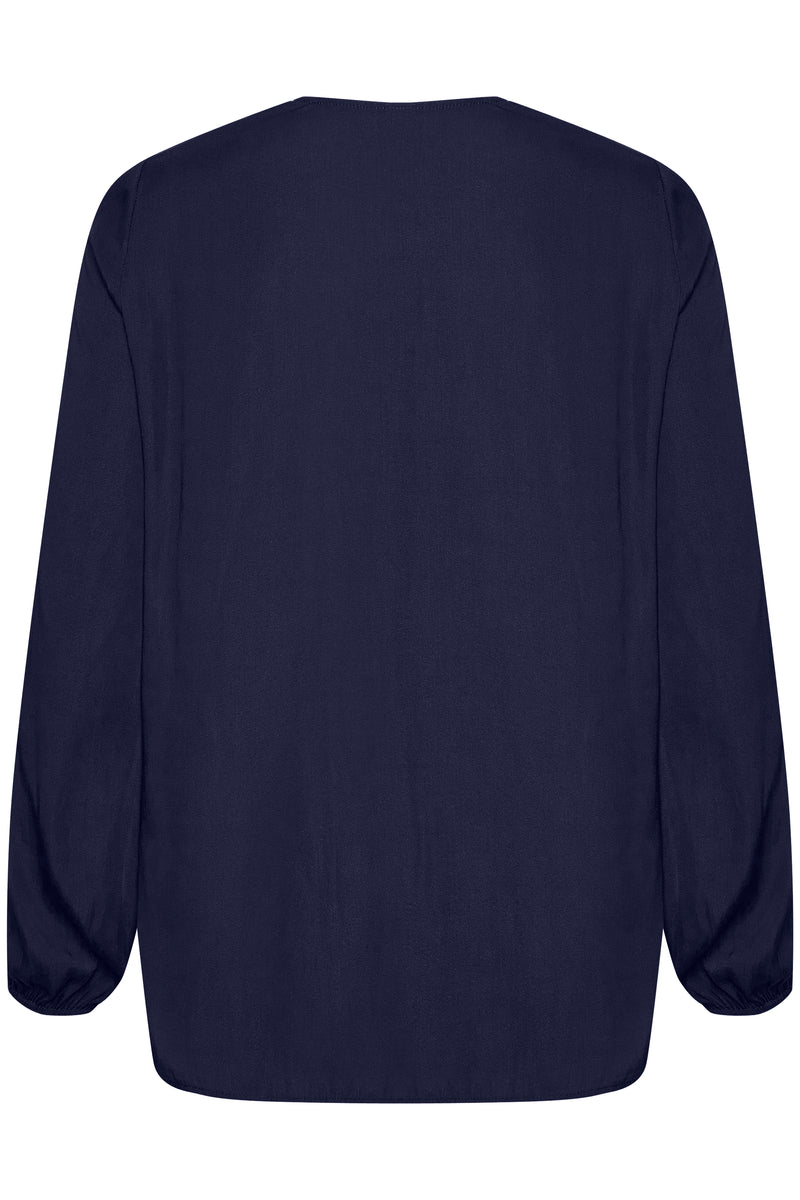 InWear Rinda Marine Blue V-Neck Top, 30105766