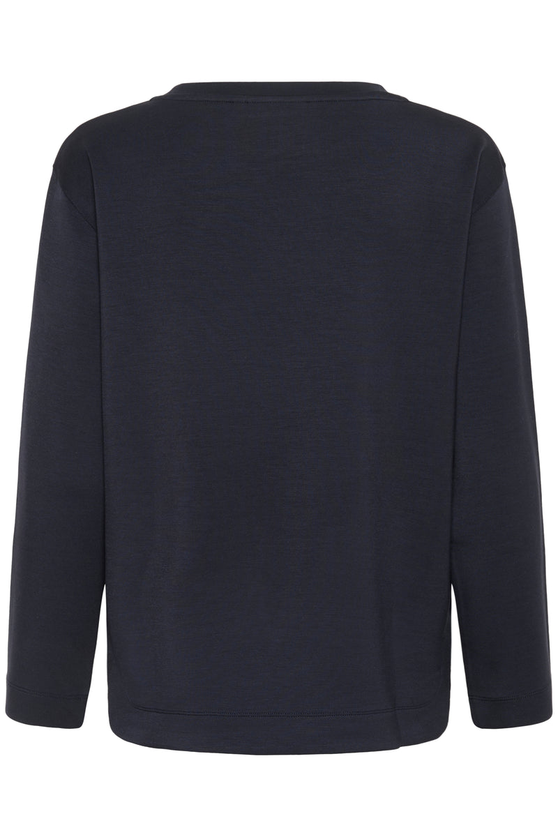 InWear Gincent Marine Blue Modal Supersoft Dipped Hem Sweatshirt