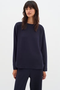 InWear Gincent Marine Blue Modal Supersoft Dipped Hem Sweatshirt