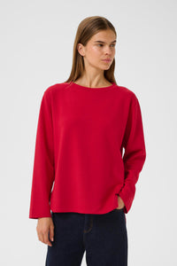 InWear Gincent True Red Modal Supersoft Dipped Hem Sweatshirt