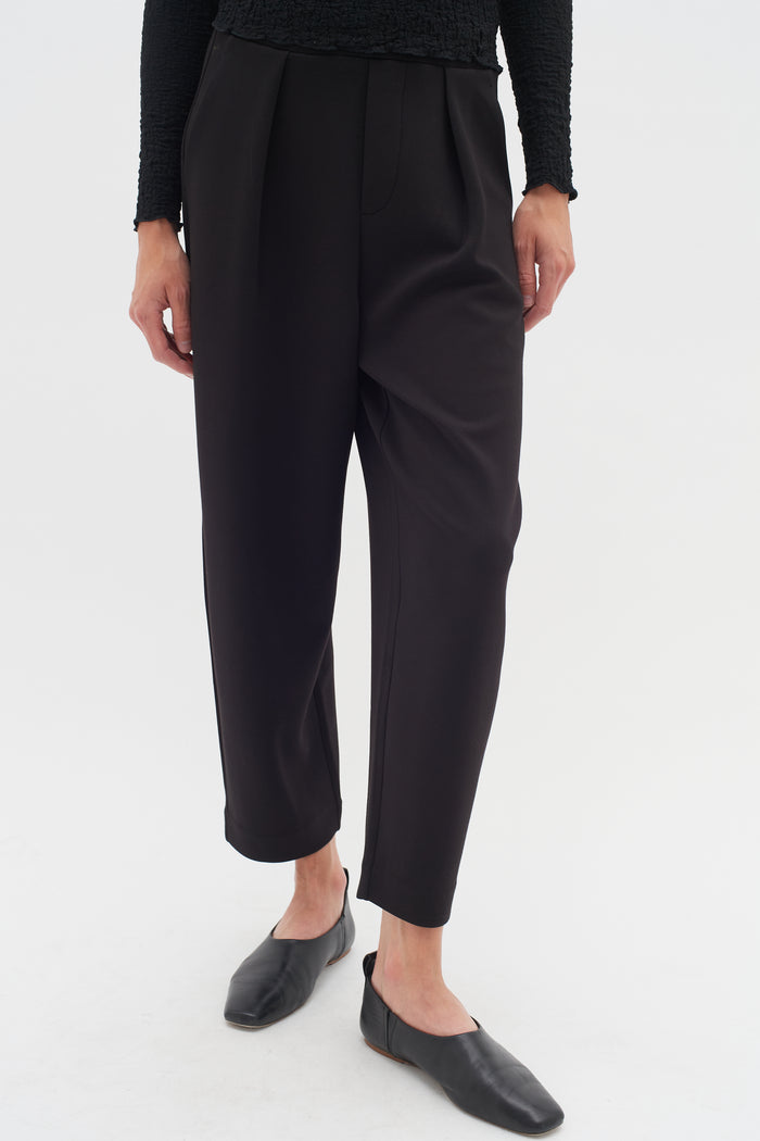 InWear PannieIW Black Modal Barrel Leg Ankle Length Trousers