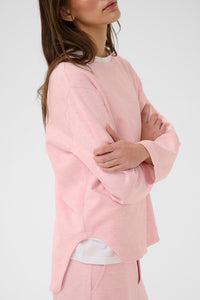 InWear Gincent Candy Pink Melange Modal Supersoft Dipped Hem Sweatshirt