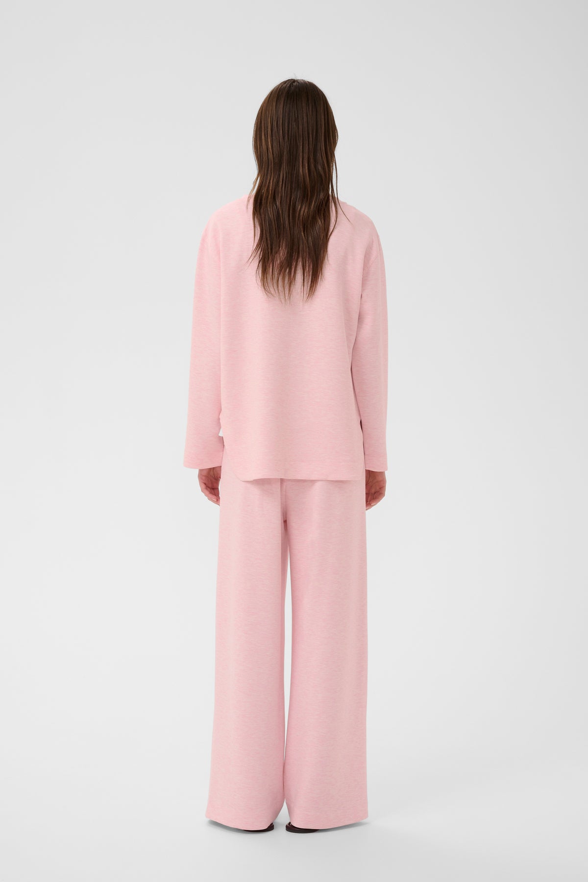 InWear Gincent Candy Pink Melange Modal Supersoft Dipped Hem Sweatshirt