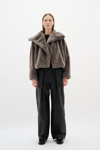 InWear YoboIW Sandy Grey Faux Fur Short Coat