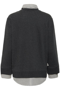 InWear Natalja Grey Melange Striped Shirt Sweatshirt