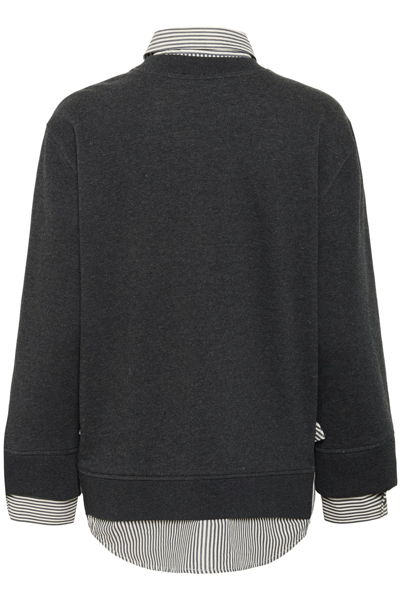 InWear Natalja Grey Melange Striped Shirt Sweatshirt