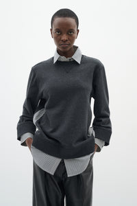 InWear Natalja Grey Melange Striped Shirt Sweatshirt