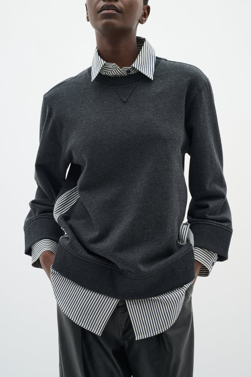 InWear Natalja Grey Melange Striped Shirt Sweatshirt