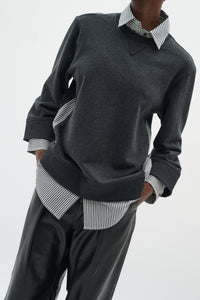 InWear Natalja Grey Melange Striped Shirt Sweatshirt