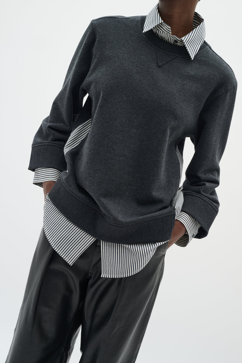 InWear Natalja Grey Melange Striped Shirt Sweatshirt