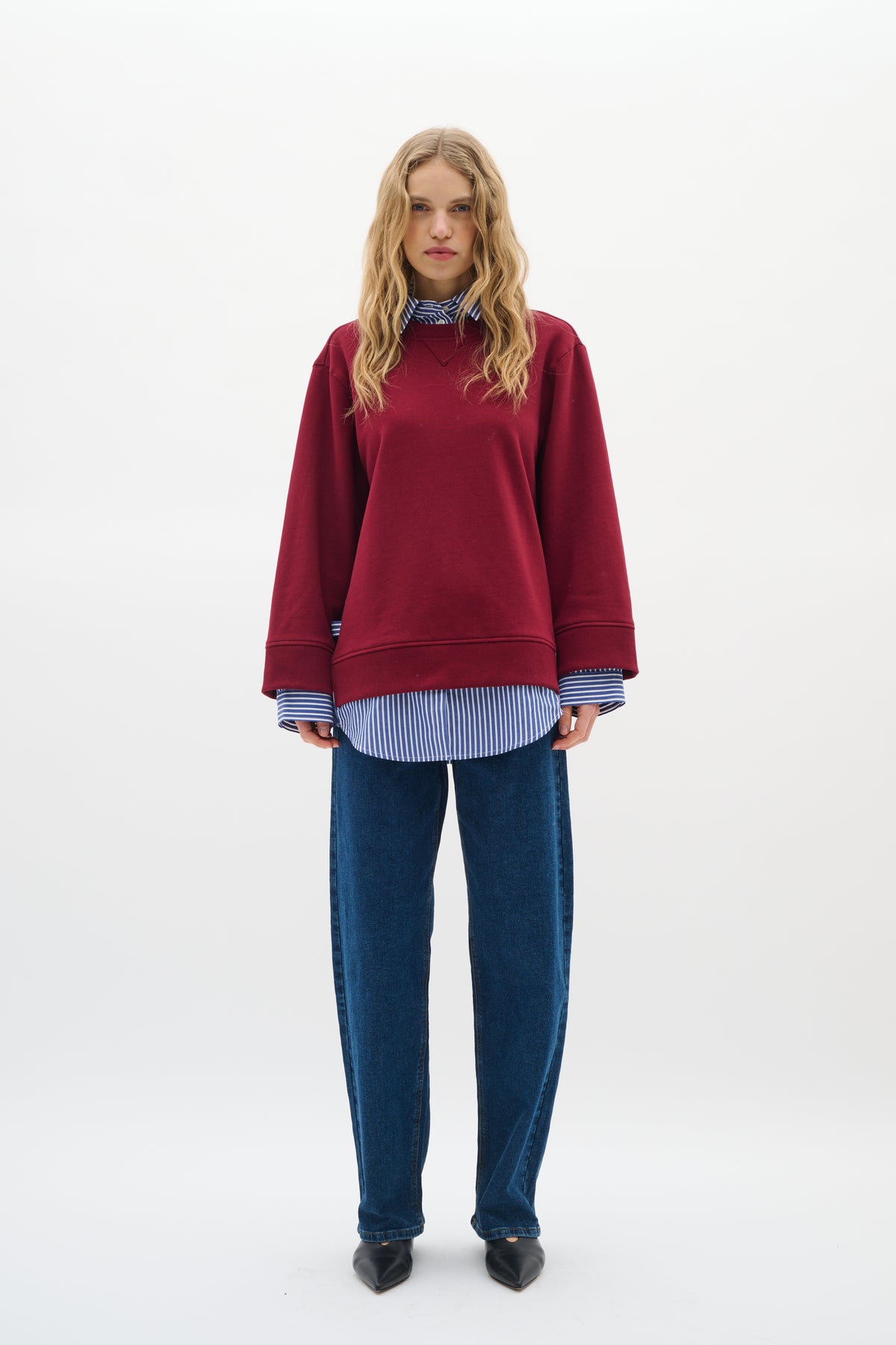 InWear Natalja Cabernet Burgundy Striped Shirt Sweatshirt