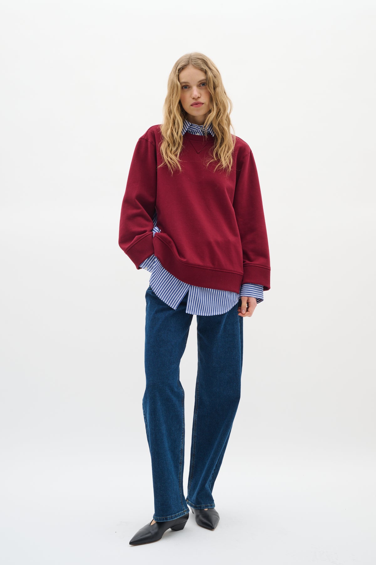 InWear Natalja Cabernet Burgundy Striped Shirt Sweatshirt