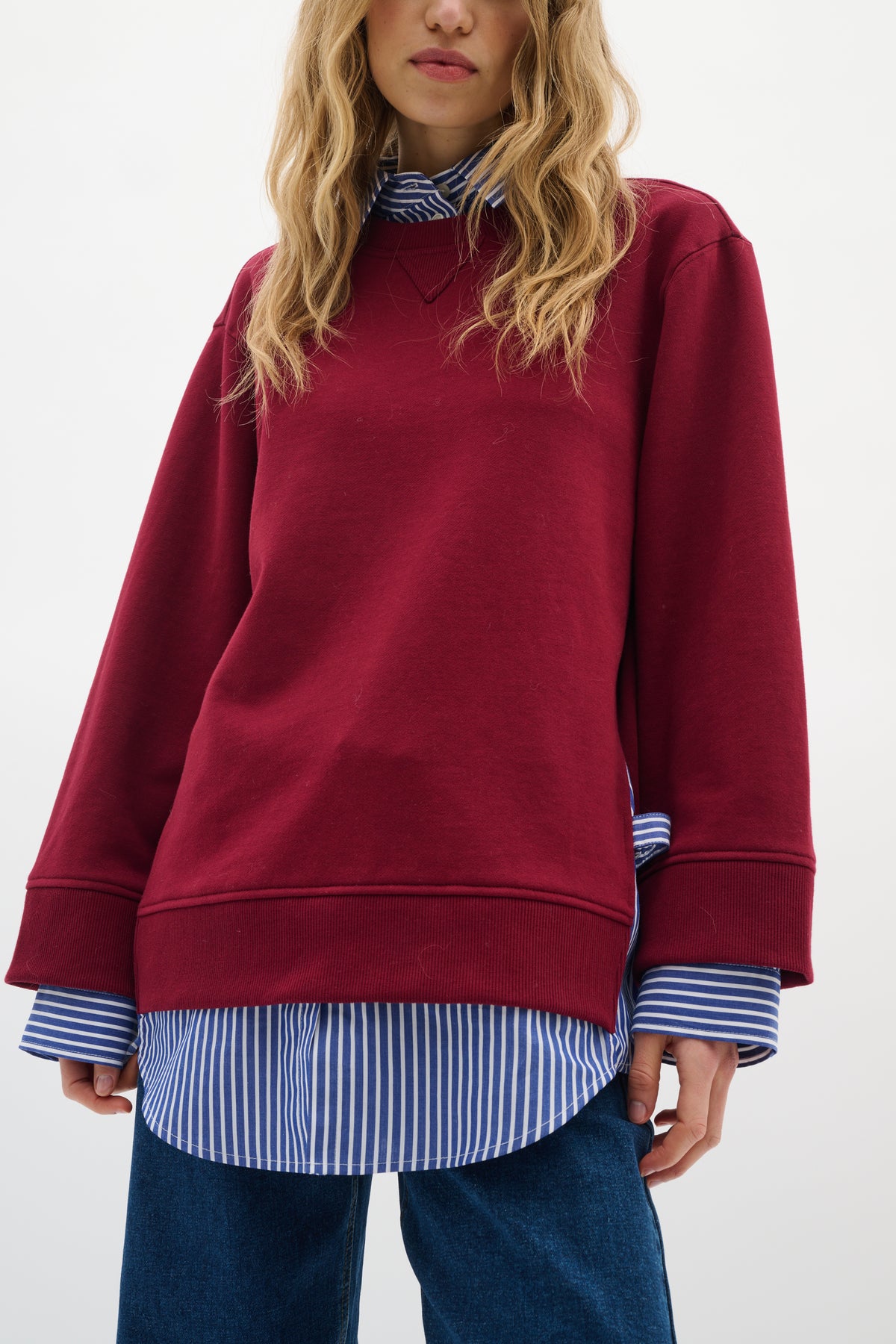 InWear Natalja Cabernet Burgundy Striped Shirt Sweatshirt