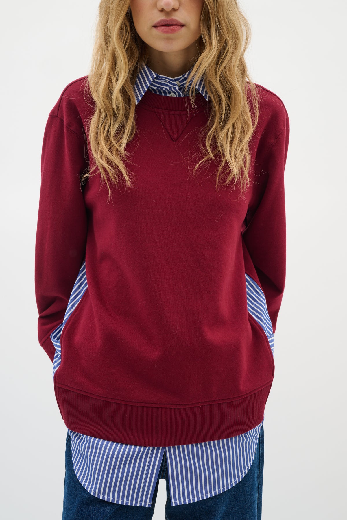 InWear Natalja Cabernet Burgundy Striped Shirt Sweatshirt