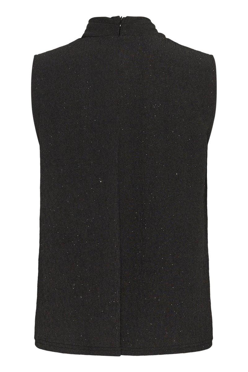 InWear Krith Koto Black Lurex Metallic Knot Neck Top