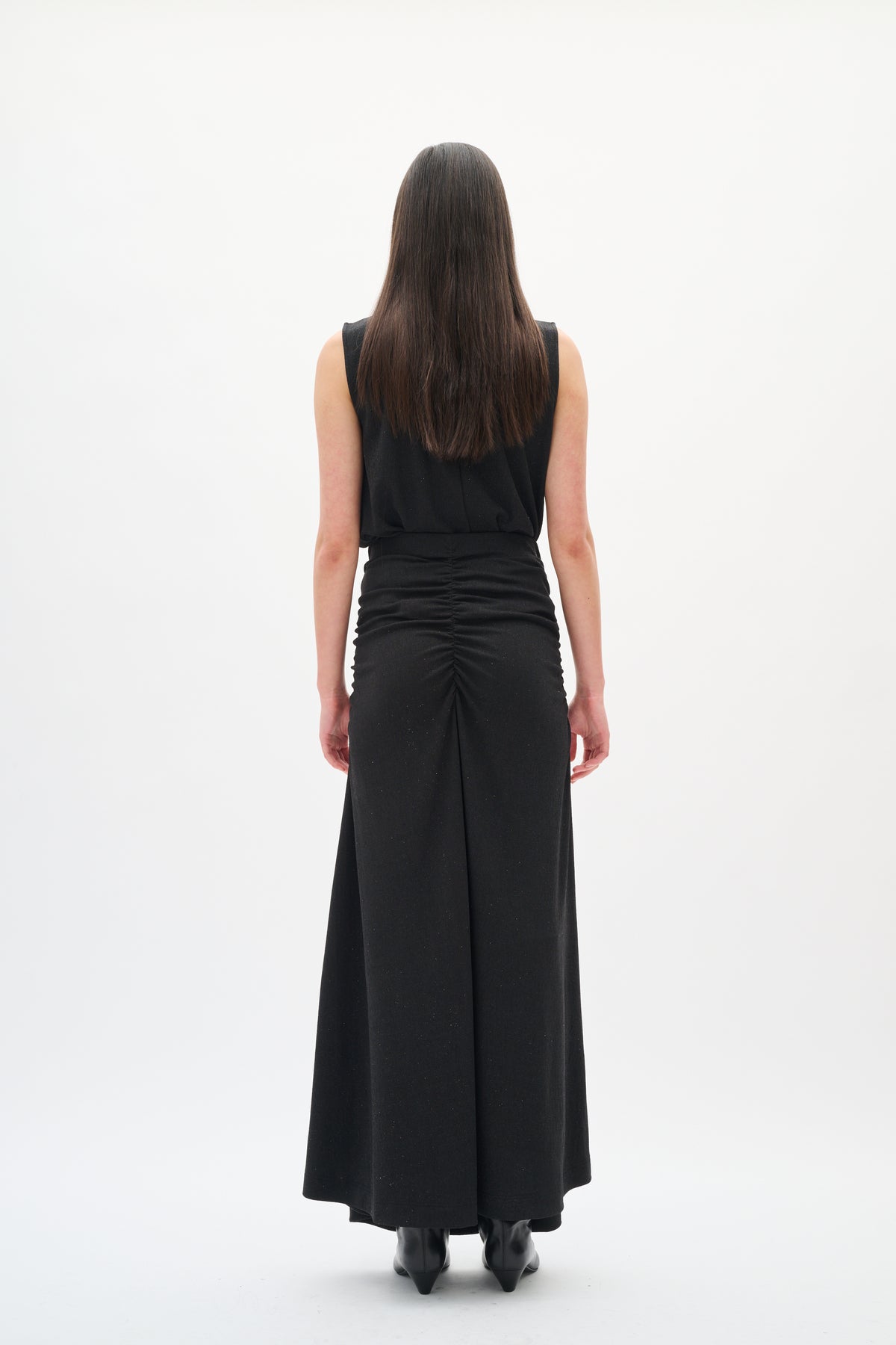 InWear Krith Koto Black Lurex Metallic Knot Neck Top