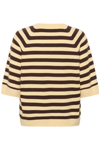 InWear MadieIW Coffee Bean/Chamomile Stripe Knitted T-Shirt Pullover, 30112398