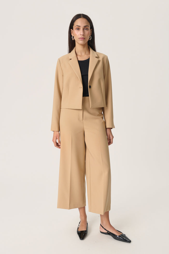 Soaked in Luxury Corinne Travertine Beige Wide Cropped Culotte Trouser