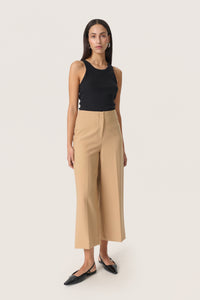Soaked in Luxury Corinne Travertine Beige Wide Cropped Culotte Trouser