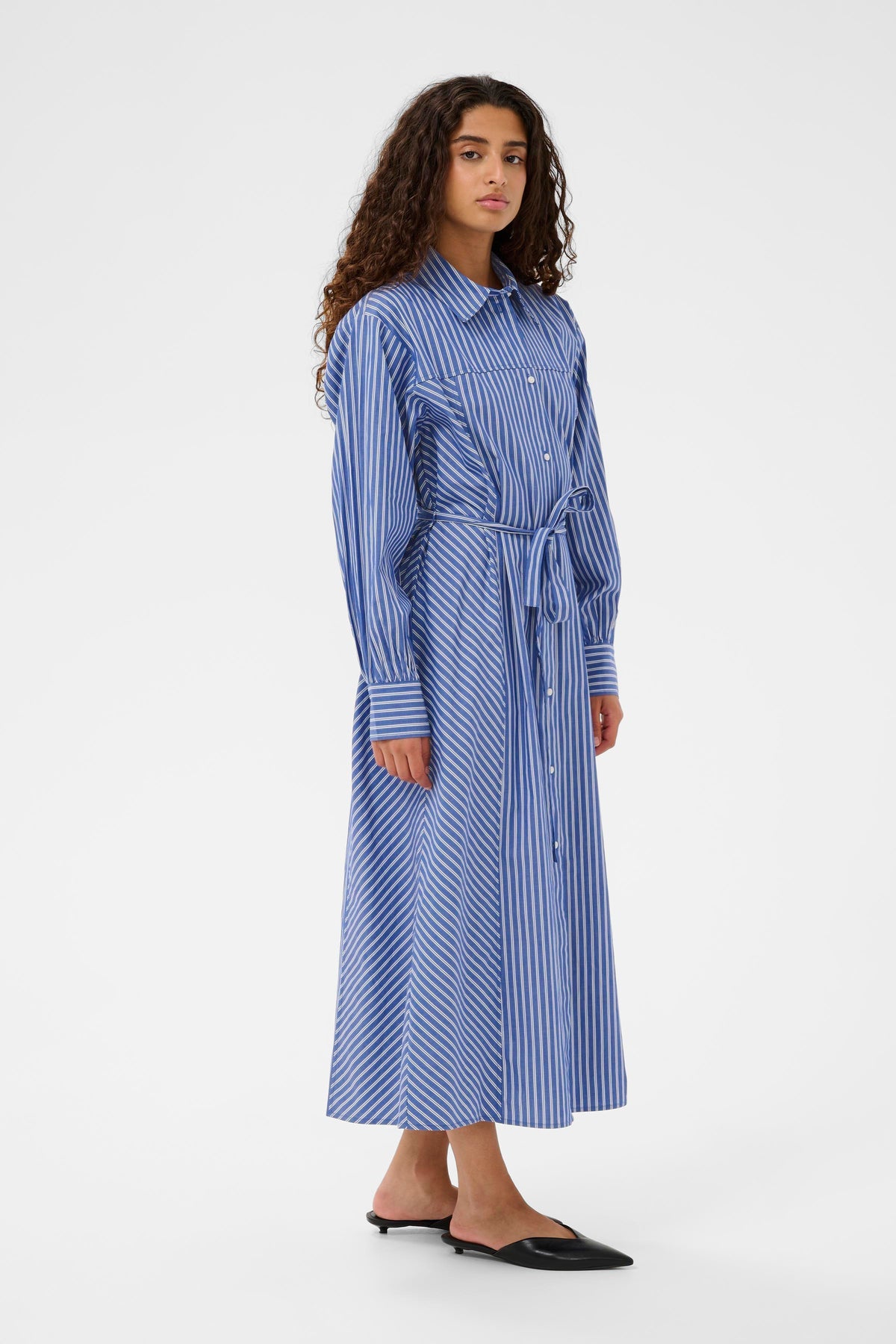 Soaked in Luxury SLCalken Blue Stripe Midi Shirt Dress, 30408913