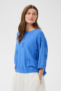 Soaked in Luxury SLSpina Regatta Blue Bow Pullover, 30409226