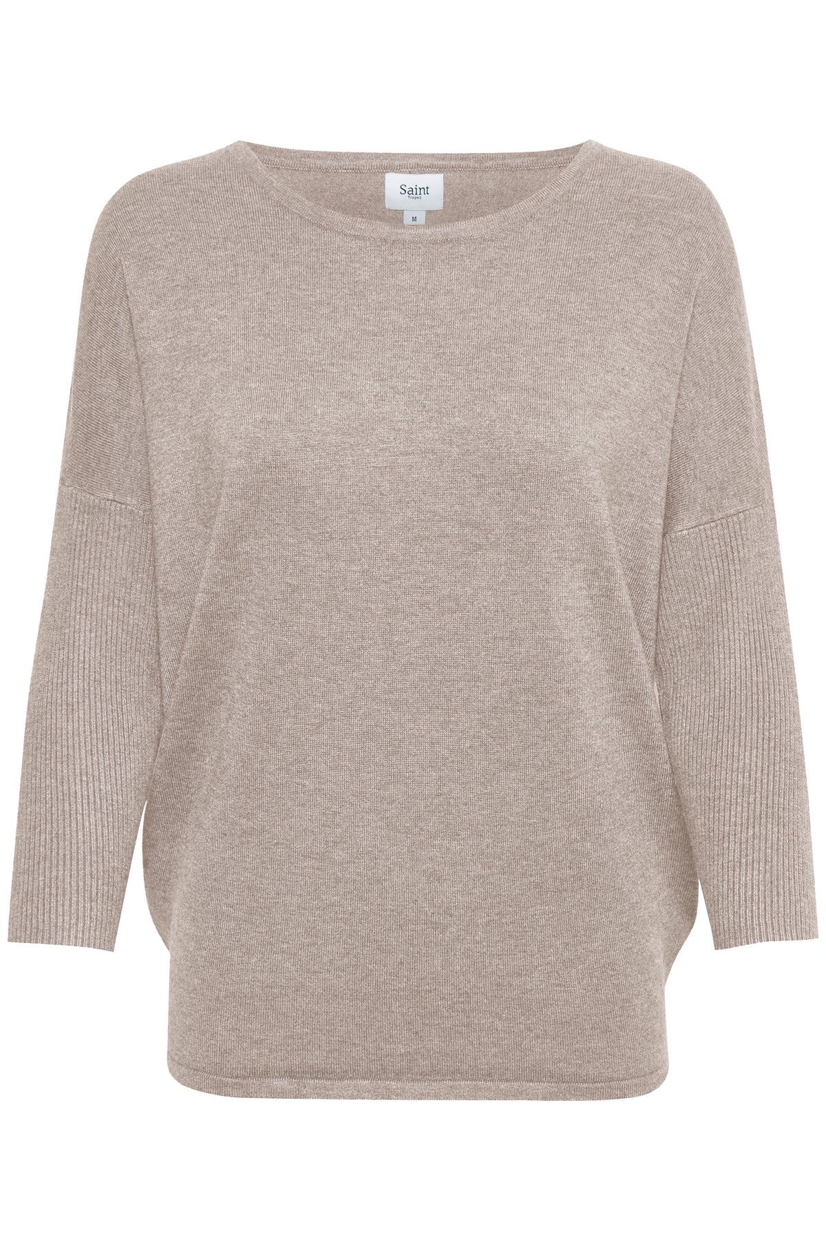 Saint Tropez Mila Beige Melange Round Neck Knit