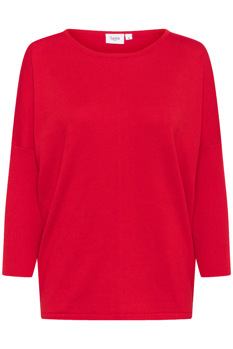 Saint Tropez Mila Chinese Red Round Neck Knit