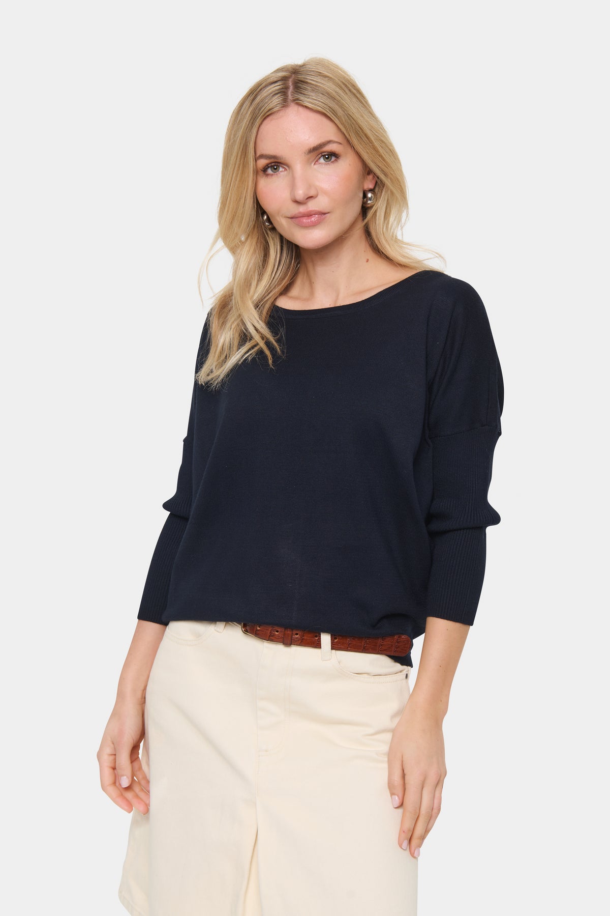 Saint Tropez Mila Night Sky Navy Round Neck Knit