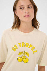 Saint Tropez Octavia Creme 'StTropez' Logo T-Shirt, 30514706