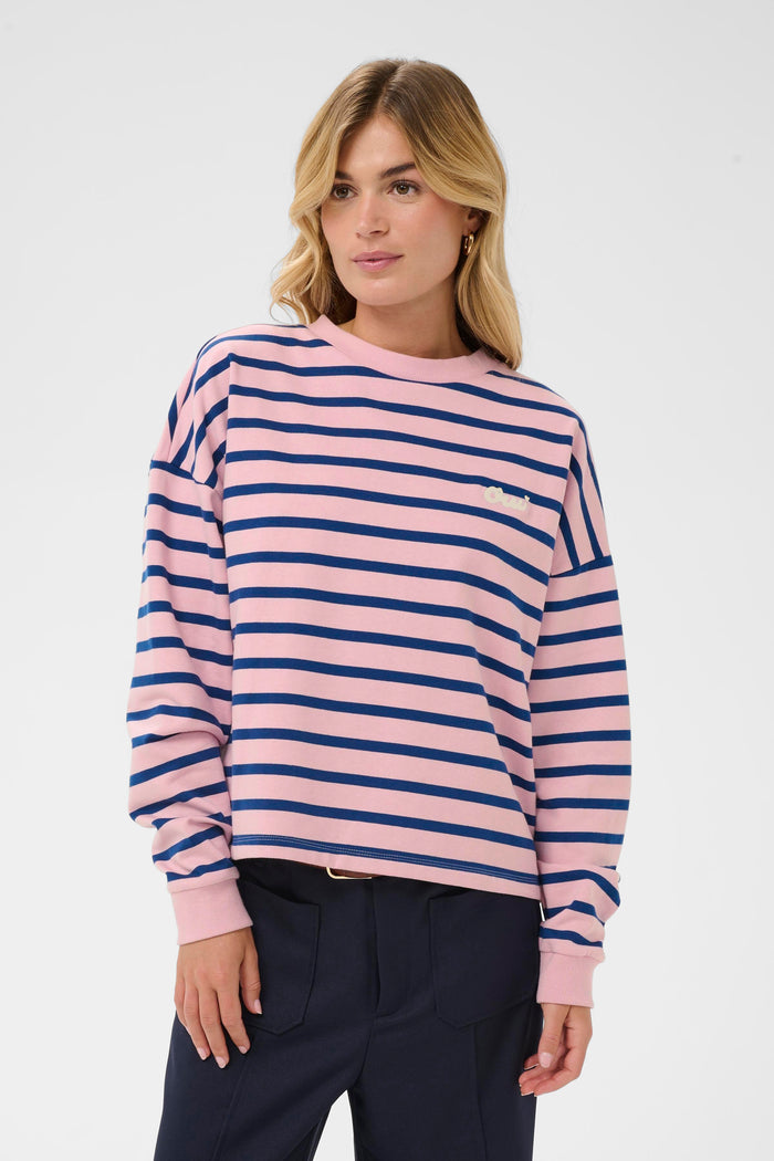 Saint Tropez Osiria Pink Nectar Striped Fleece Lined Sweatshirt, 30514808