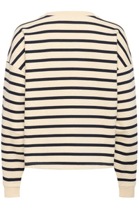 Saint Tropez Osiria Navy Striped Fleece Lined Sweatshirt, 30514808