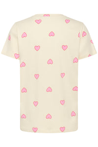 Saint Tropez Pixilina Cream Bonbon Pink Heart Print T-Shirt, 30514919