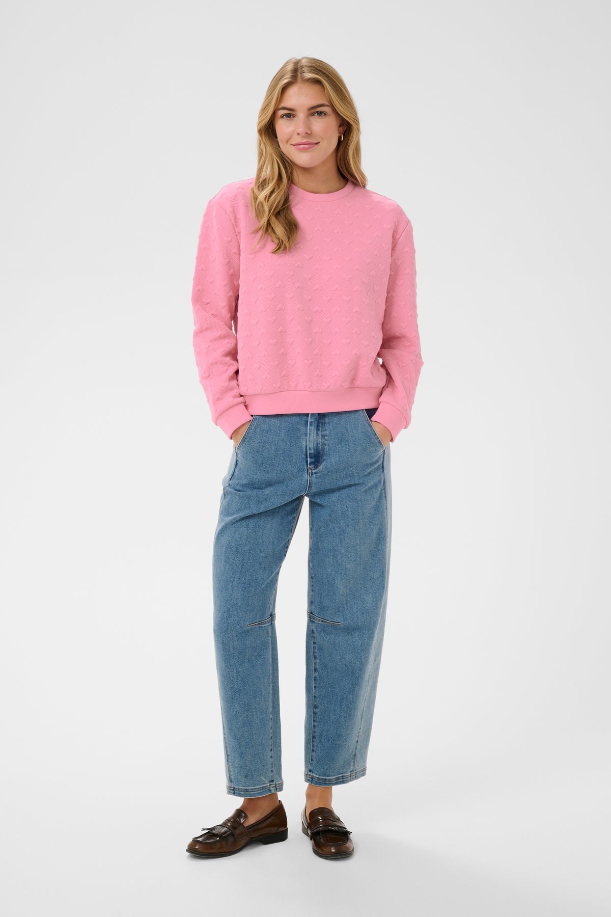 Saint Tropez PadmiaSZ Bonbon Pink Heart Embossed Sweatshirt, 30514921