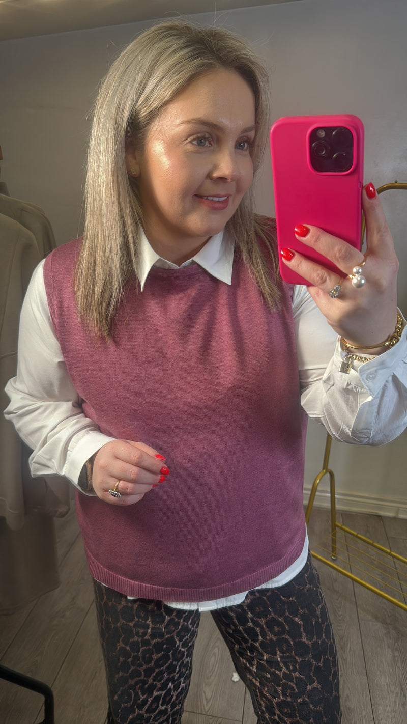 Saint Tropez Mila Dusky Pink Melange Knitted Vest