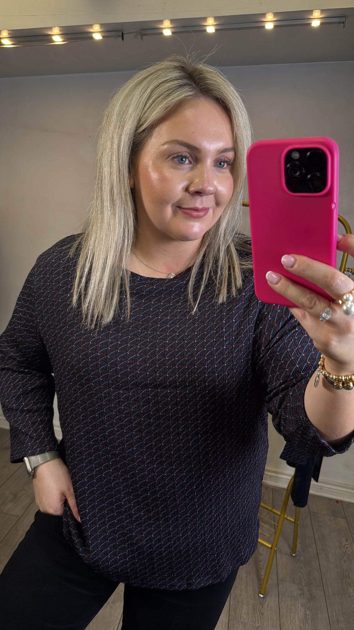 Fransa FrSenna Night Sky Burgundy Geometric Printed Top