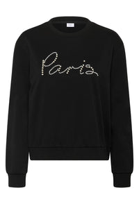 Saint Tropez Norris Black ‘PARIS’ Pearl Logo Sweatshirt