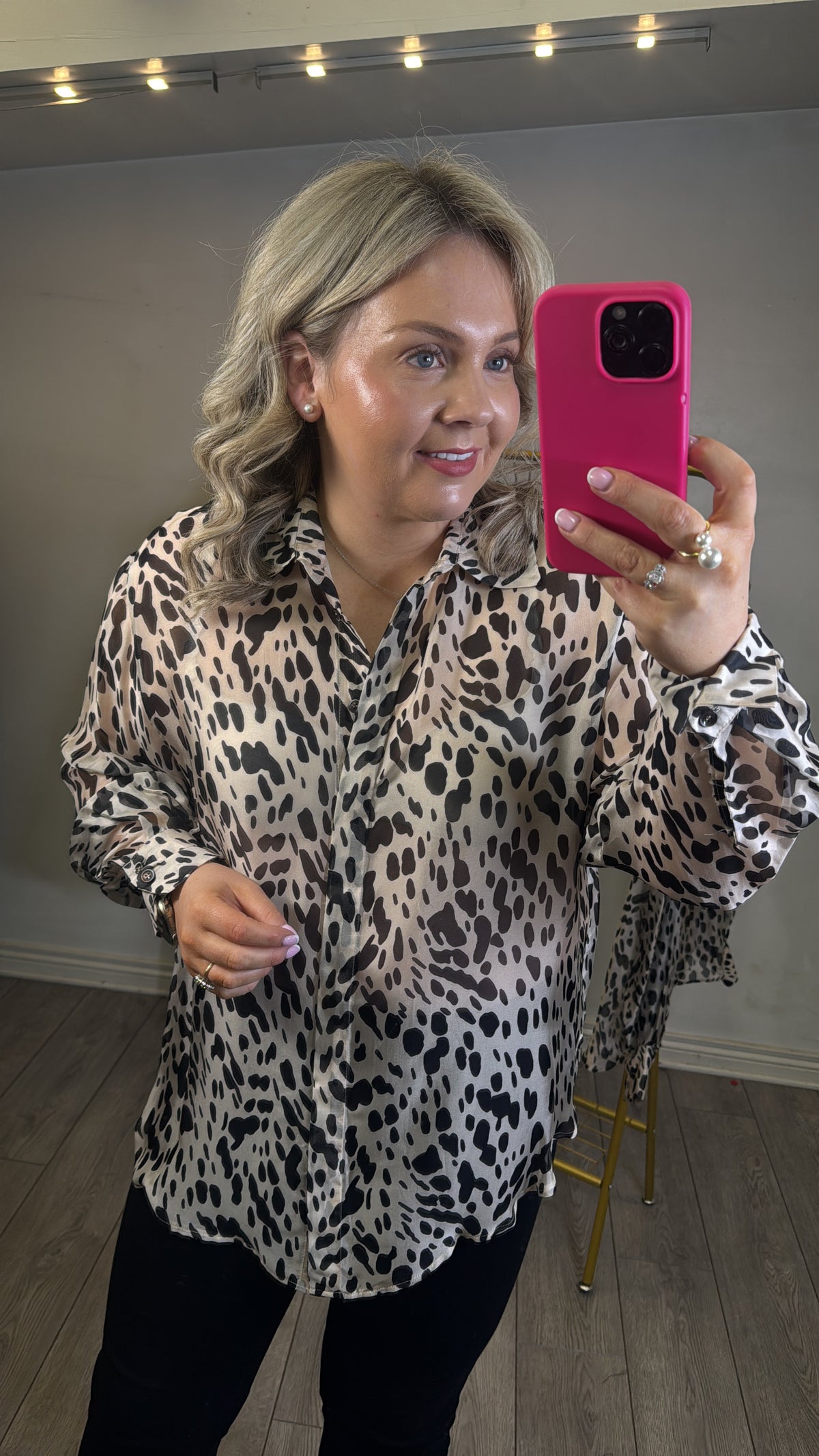 Access Fashion Monochrome Abstract Printed Longline Shirt