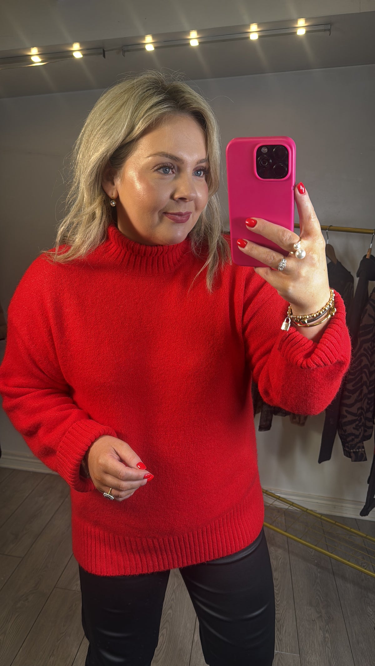 B.Young ByOlma Barbados Cherry Melange Longline Knit