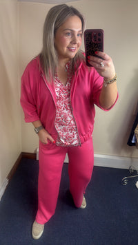 Fransa FrAurora Modal Honeysuckle Pink 3/4 Sleeve Zip Hoodie, 20617574