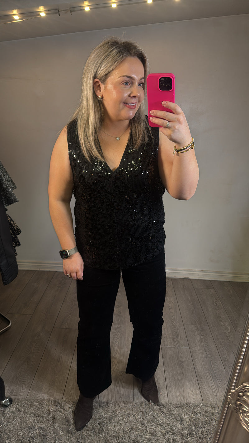 Toxik HIGHWAISTED Black Velour Cord Culotte Jeans